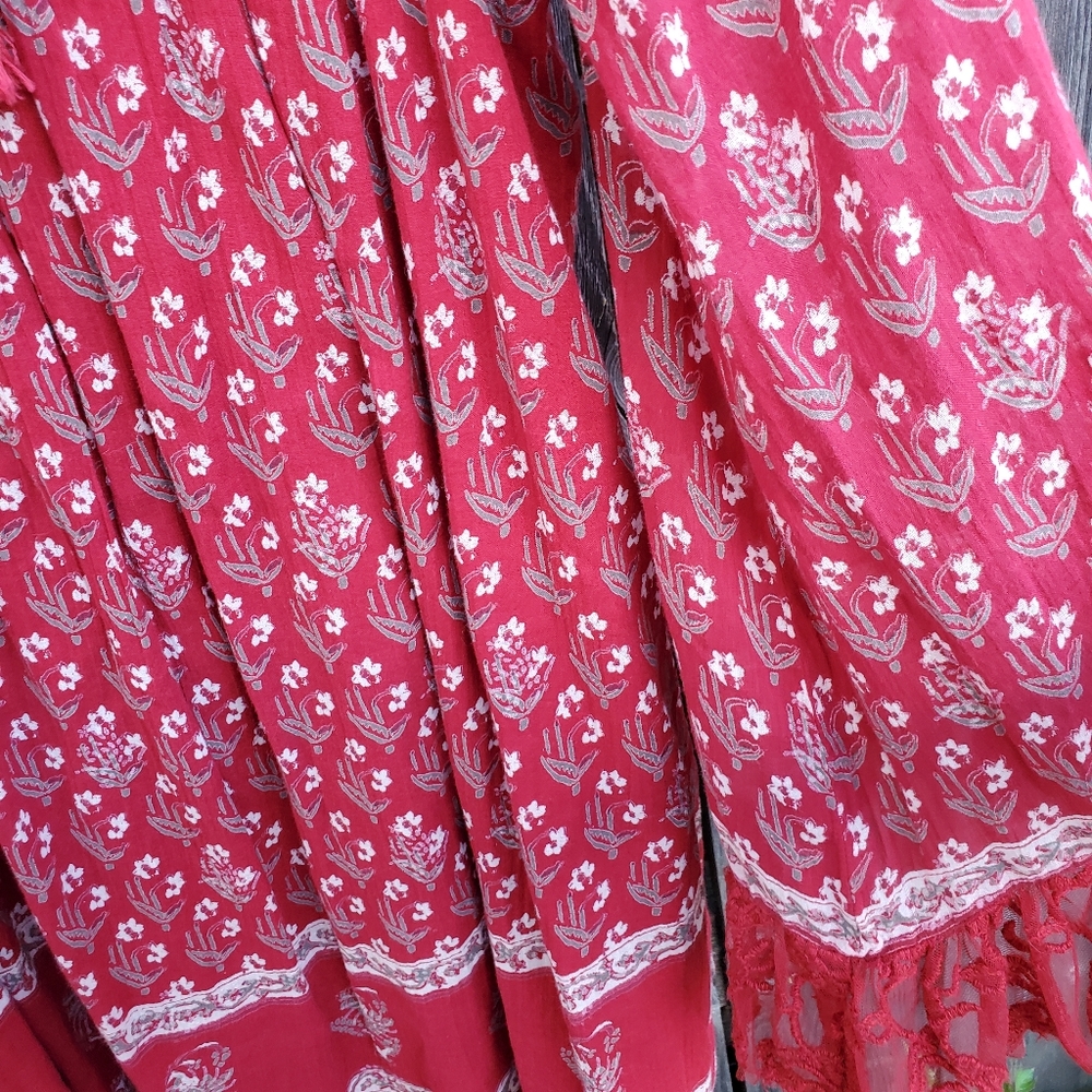 Free People Red Flowal Flowy Tunic Dress - Picture 4 of 7